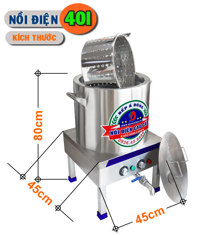 Nồi điện cao cấp 20l nấu phở - kích thước