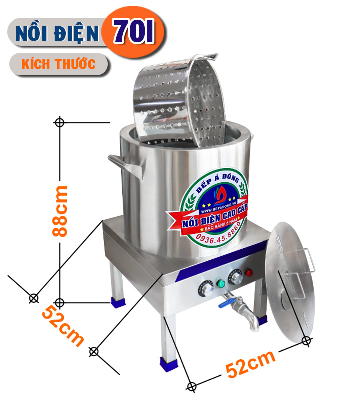 Nồi điện cao cấp 20l nấu phở - kích thước