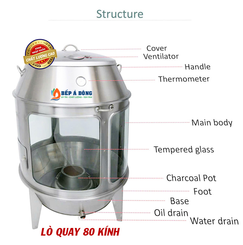 lò quay vịt cửa kính, đường kính 80cm -06