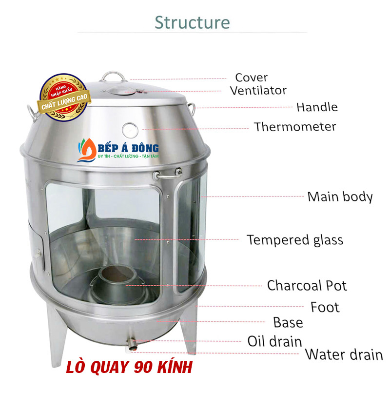 lò quay vịt cửa kính, đường kính 90cm -06